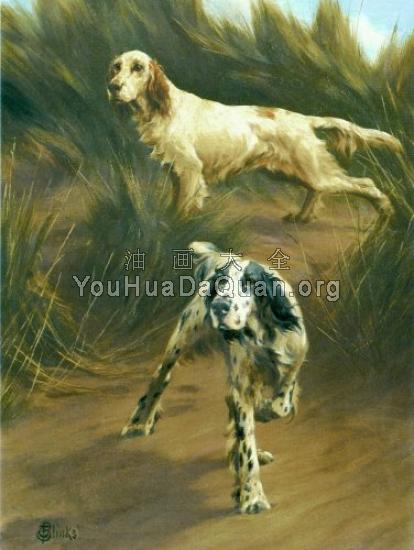 English Setters in Marshland - 托马斯·布林克斯